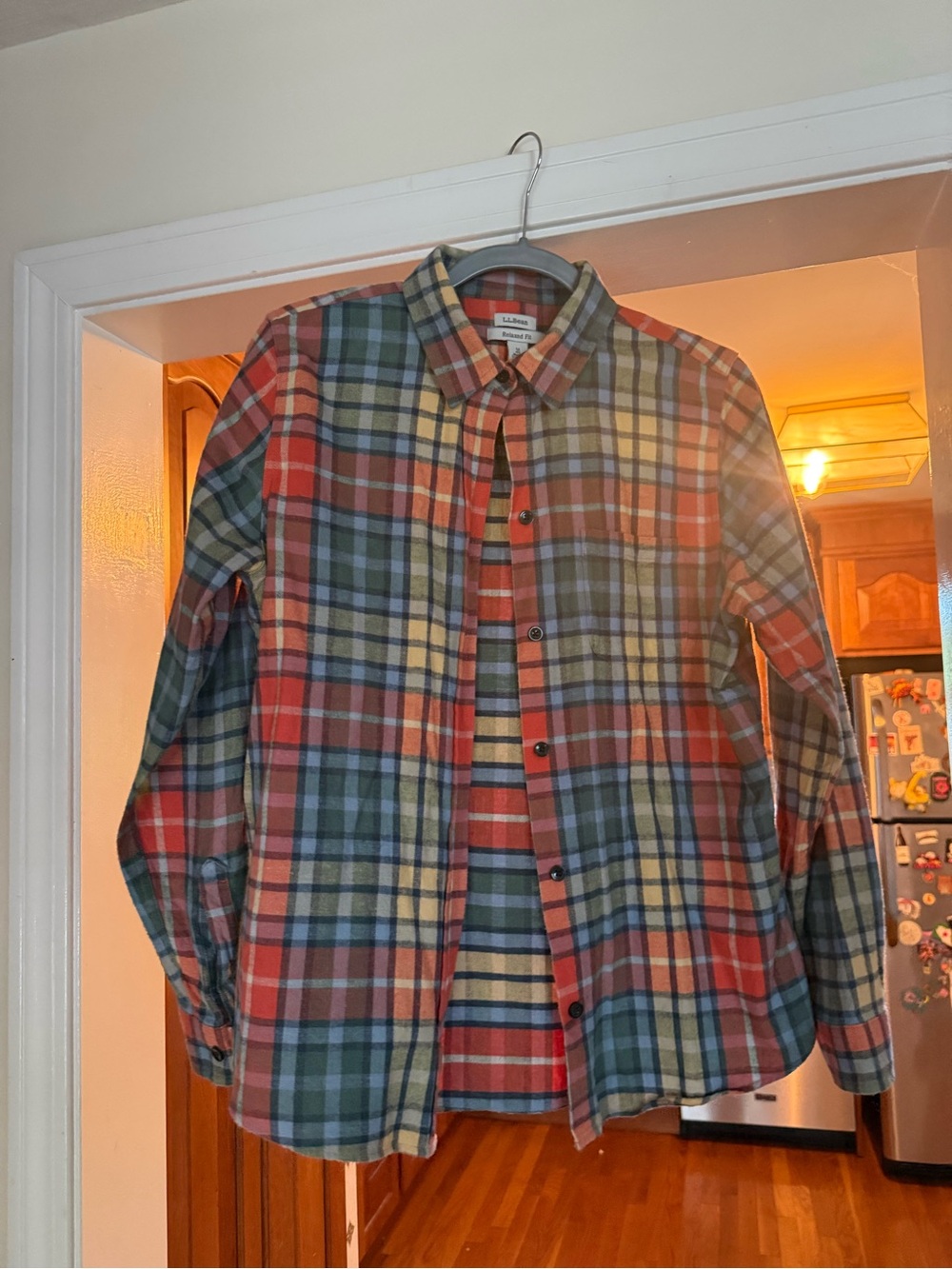 L.L. Bean Multicolor Plaid Button-Down flannel Shirt - Red, Green, Cream, Blue
